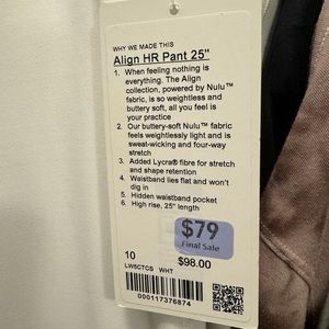 NWT 25” Align leggings white